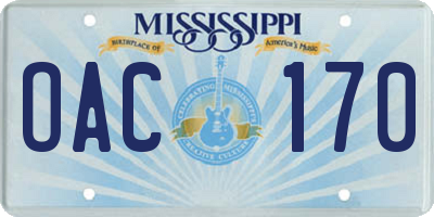 MS license plate OAC170