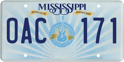 MS license plate OAC171