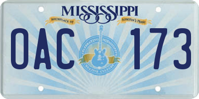 MS license plate OAC173