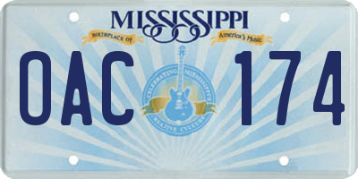 MS license plate OAC174