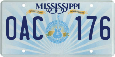 MS license plate OAC176