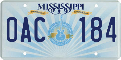 MS license plate OAC184