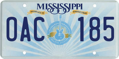 MS license plate OAC185
