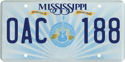 MS license plate OAC188