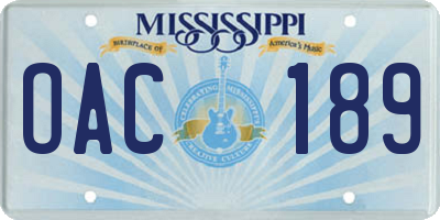 MS license plate OAC189