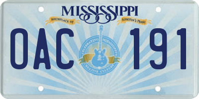MS license plate OAC191