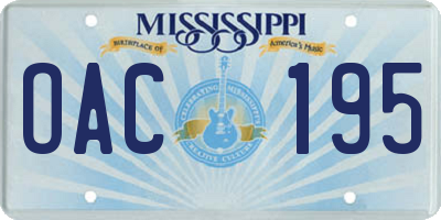 MS license plate OAC195