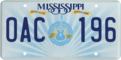 MS license plate OAC196