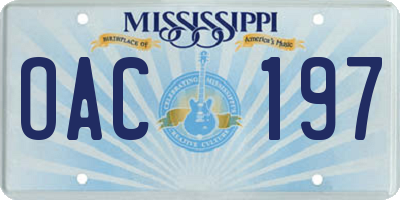 MS license plate OAC197