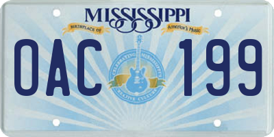 MS license plate OAC199