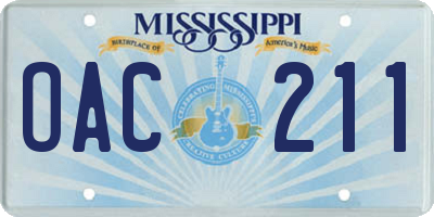 MS license plate OAC211