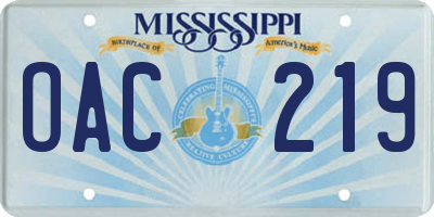 MS license plate OAC219