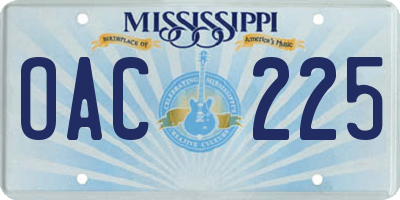 MS license plate OAC225