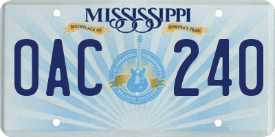 MS license plate OAC240