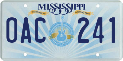 MS license plate OAC241