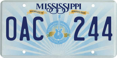 MS license plate OAC244