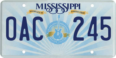 MS license plate OAC245
