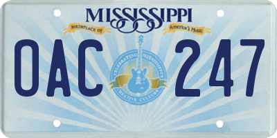 MS license plate OAC247