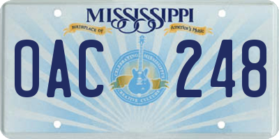 MS license plate OAC248