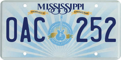 MS license plate OAC252