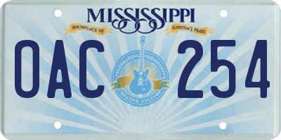MS license plate OAC254