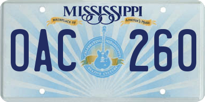 MS license plate OAC260