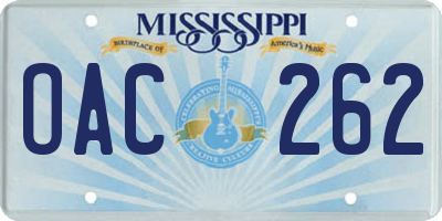 MS license plate OAC262