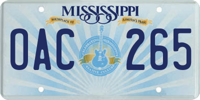 MS license plate OAC265