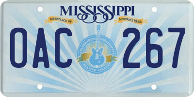 MS license plate OAC267