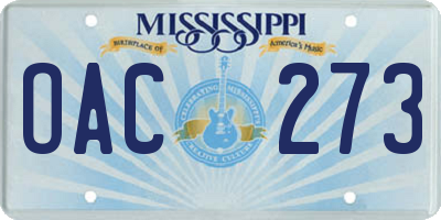 MS license plate OAC273