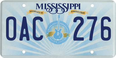 MS license plate OAC276