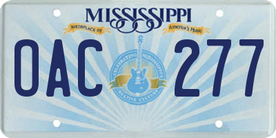 MS license plate OAC277