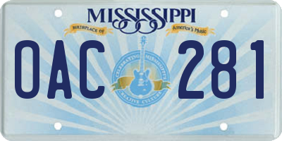 MS license plate OAC281