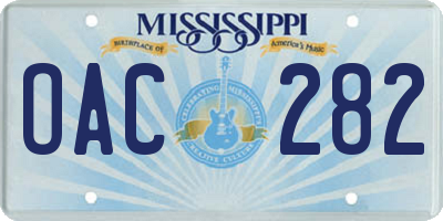 MS license plate OAC282