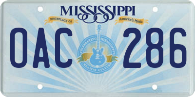 MS license plate OAC286
