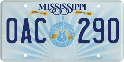 MS license plate OAC290