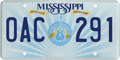 MS license plate OAC291