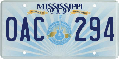 MS license plate OAC294