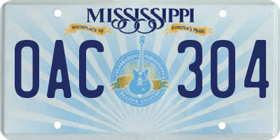MS license plate OAC304