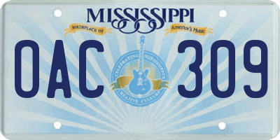 MS license plate OAC309