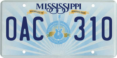 MS license plate OAC310