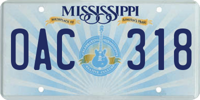 MS license plate OAC318
