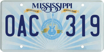 MS license plate OAC319