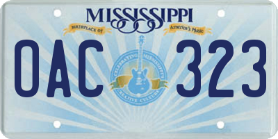 MS license plate OAC323