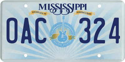 MS license plate OAC324