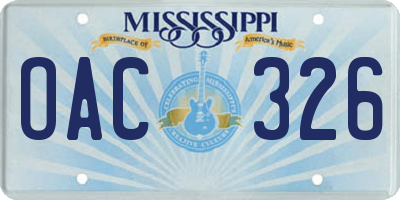 MS license plate OAC326