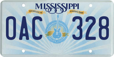 MS license plate OAC328