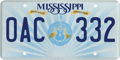 MS license plate OAC332