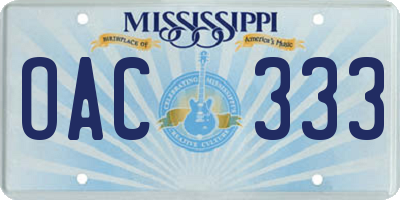 MS license plate OAC333