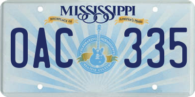 MS license plate OAC335